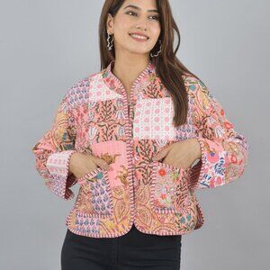 BRAND NEW Block Printed Boho Style Quilted Handmade  For Woman Jacket Gift Him